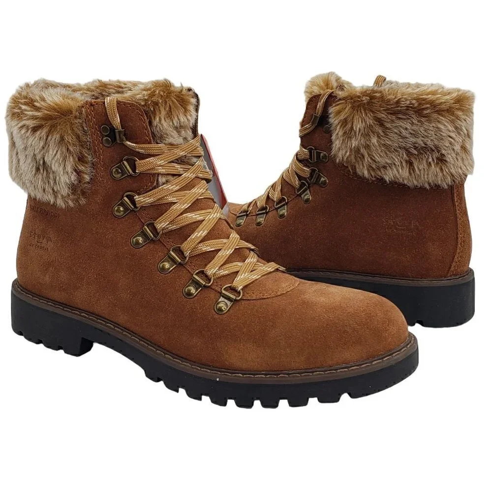 NWT Cougar Waterproof Insulated Heavy Duty Leather Winter Snow Boot Fur Trim